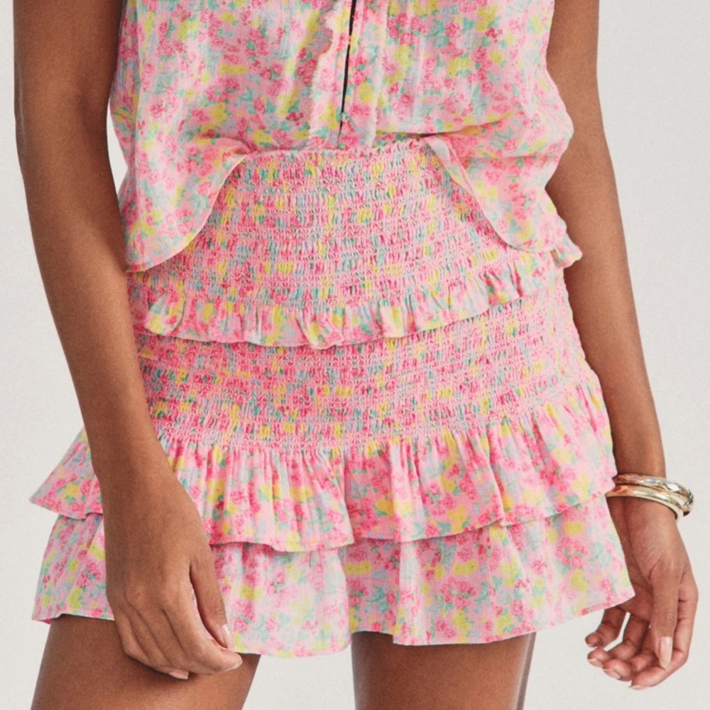 LoveShackFancy Pink Floral Skirt